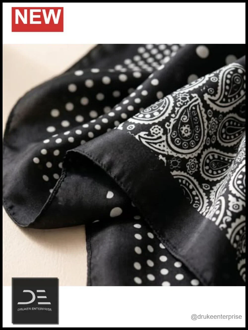 Square Chiffon Scarf - Paisley Print Head Scarf for Women